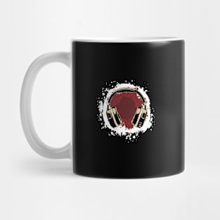 Headphones Art, Red Vintage Mug